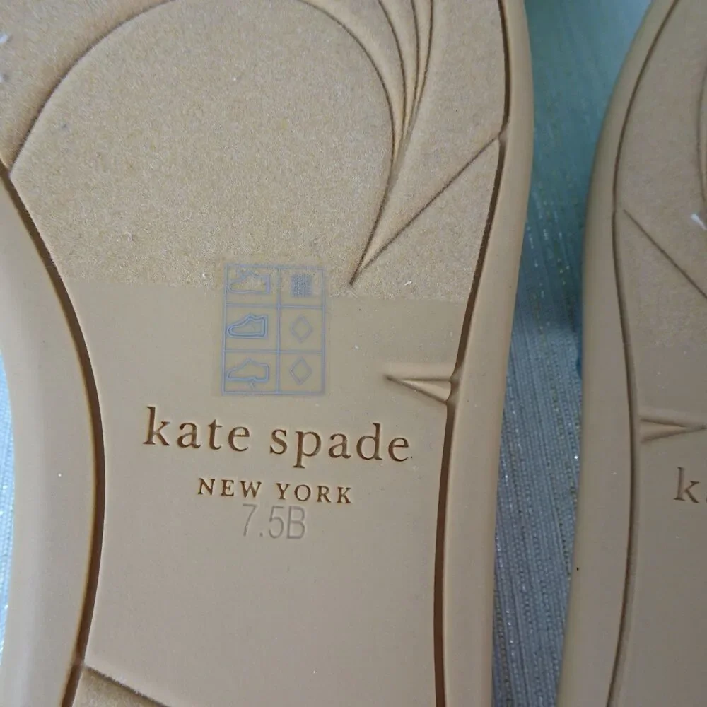 Kate Spade Women's Flourish Denim Flower Flat Sandals Slip Ons Flower New 7.5